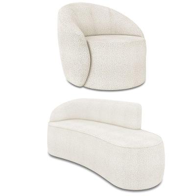 Sofá 3 Lugares Orgânico 180cm Morgan E Poltrona Lua Bouclê Off White D03 - D'rossi