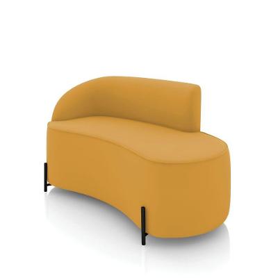Sofá 2 Lugares Orgânico 140cm Pé Ferro Preto Morgan Veludo Mostarda D03 - D'rossi
