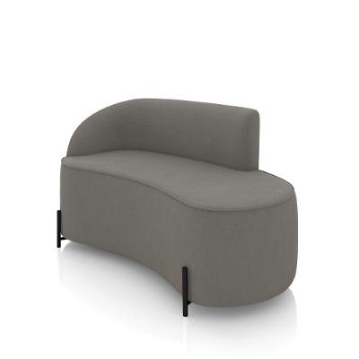 Sofá 2 Lugares Orgânico 140cm Pé Ferro Preto Morgan Suede Grafite D03 - D'rossi