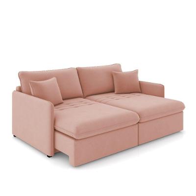 Sofá Retrátil Reclinável 4 Lugares 254cm Maili Veludo Rosê K01 - D'rossi