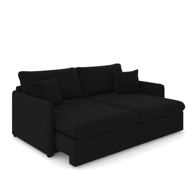 Sofá Retrátil Reclinável 3 Lugares 194cm Maili Veludo Preto K01 - D'rossi
