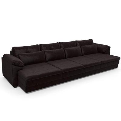 Sofá Retrátil Para Sala De Estar 6 Lugares 414cm Riza S03 Couro Vinho - Lyam Decor