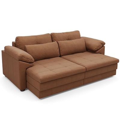 Sofá Retrátil Para Sala De Estar 3 Lugares 250cm Riza S03 Couro Soft Mel - Lyam Decor