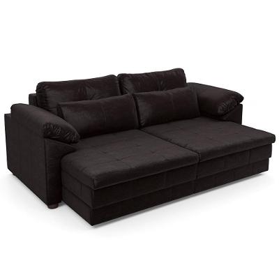 Sofá Retrátil Para Sala De Estar 3 Lugares 215cm Riza S03 Couro Vinho - Lyam Decor