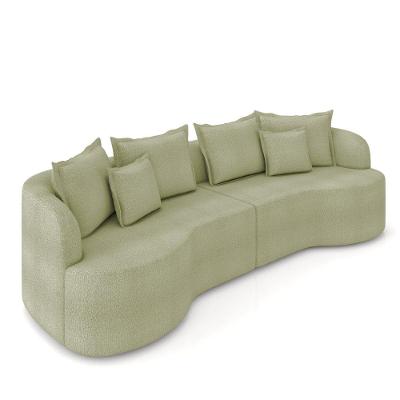 Sofá 4 Lugares Orgânico Living 250cm Mersa Bouclê Verde K01 - D'rossi