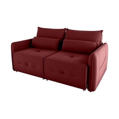 Sofá Cama 2 Lugares Com Almofadas 205cm Celine Matrix Veludo Vinho