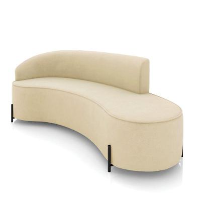 Sofá 4 Lugares Orgânico 220cm Pé Ferro Preto Morgan Suede Bege D03 - D'rossi