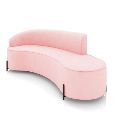 Sofá 4 Lugares Orgânico 220cm Pé Ferro Preto Morgan Suede Rosa Bebê D03 - D'rossi