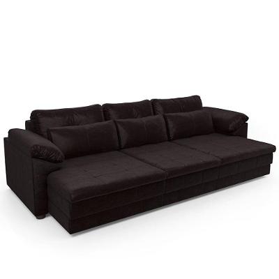 Sofá Retrátil Para Sala De Estar 3 Lugares 257cm Riza S03 Couro Vinho - Lyam Decor