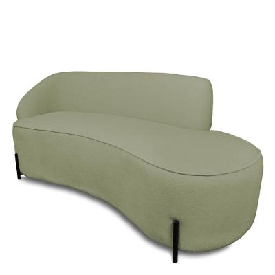 Sofá 4 Lugares Orgânico 220cm Pé Ferro Preto Morgan Bouclê Pistache D03 - D'rossi