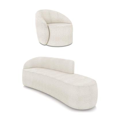 Sofá 4 Lugares Orgânico 220cm Morgan E Poltrona Lua Bouclê Off White D03 - D'rossi