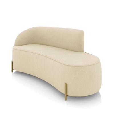Sofá 3 Lugares Orgânico 180cm Pé Dourado Morgan Suede Bege D03 - D'rossi