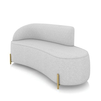 Sofá 3 Lugares Orgânico 180cm Pé Dourado Morgan Linho Cinza D03 - D'rossi