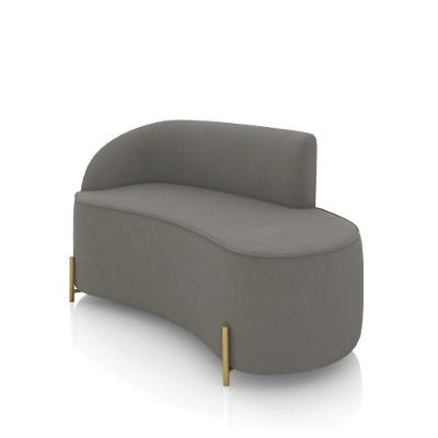 Sofá 2 Lugares Orgânico 140cm Pé Dourado Morgan Suede Grafite D03 - D'rossi