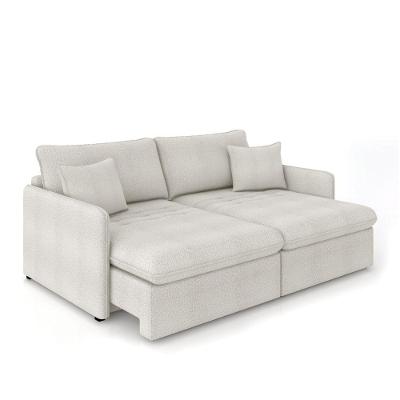 Sofá Retrátil Reclinável 3 Lugares 194cm Maili Bouclê Cinza Claro K01 - D'rossi