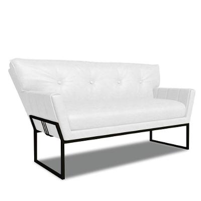 Sofá Namoradeira 2 Lug Industrial Pto Anitta Sintético Pu Branco D03 - D'rossi