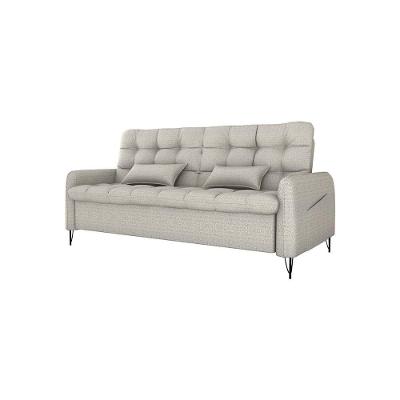 Sofá Cama Reclinável Com Almofadas 3 Lugares 200cm Pillar Matrix Linho Mileniun Palha