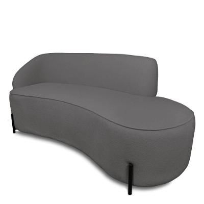 Sofá 4 Lugares Orgânico 220cm Pé Ferro Preto Morgan Bouclê Grafite D03 - D'rossi
