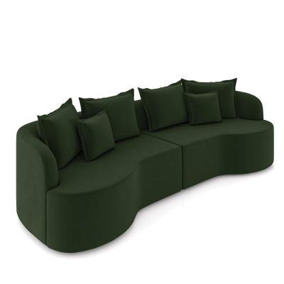 Sofá 4 Lugares Orgânico Living 250cm Mersa Veludo Verde K01 - D'rossi