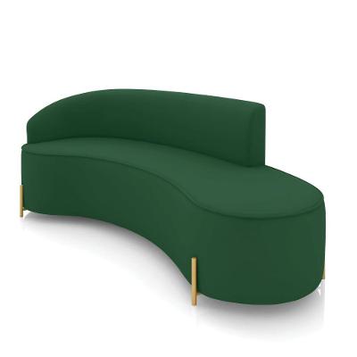 Sofá 4 Lugares Orgânico 220cm Pé Dourado Morgan Veludo Verde D03 - D'rossi