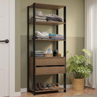 Guarda-roupa Closet Modulado Valencia 2 Gavetas 4 Prateleiras 70 Cm Madesa Rustic/preto