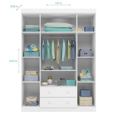 Guarda Roupa Infantil Lívia 4 Portas E 2 Gavetas Branco - Phoenix Baby Branco