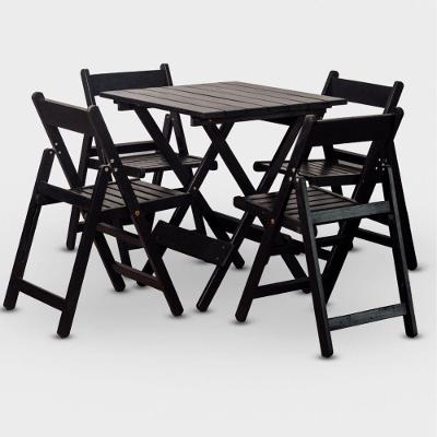 Conjunto De Mesa 70x70 E 04 Cadeiras Dobráveis Cor Preta