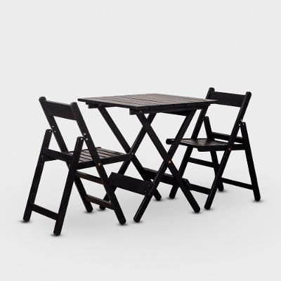 Conjunto De Mesa 70x70 E 02 Cadeiras Dobráveis Cor Preta