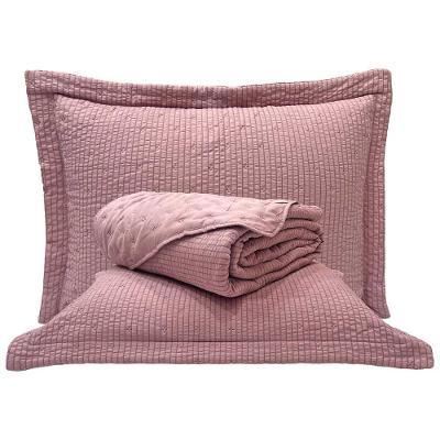 Kit Cobre Leito Colcha Craft Queen 3 Peças Percal 300 Fios Dupla Face Texturizado - Malva