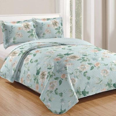 Kit Cobre Leito Colcha Daily Queen 3 Peças Dupla Face Estampado Floral - Floral 23 - 100% Poliéster
