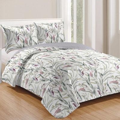 Kit Cobre Leito Colcha Daily Queen 3 Peças Dupla Face Estampado - Floral 30 - 100% Poliéster