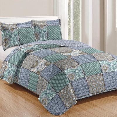Kit Cobre Leito Colcha Daily Queen 3 Peças Dupla Face Estampado - Patchwork 26 - 100% Poliéster