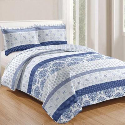 Kit Cobre Leito Colcha Daily Queen 3 Peças Dupla Face Estampado - Patchwork 45 - 100% Poliéster