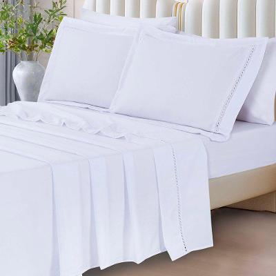 Jogo De Lençol Rebeca King 4 Peças Micropercal 300 Fios Ponto Palito Minimal - Branco