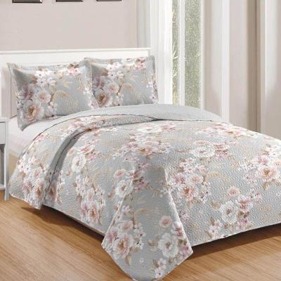 Kit Cobre Leito Colcha Daily Queen 3 Peças Dupla Face Estampado Floral - Floral 17 - 100% Poliéster