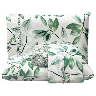 Jogo De Lençol Lislie Queen 4 Peças Micropercal 300 Fios Estampado Floral - Verde - 100% Poliéster