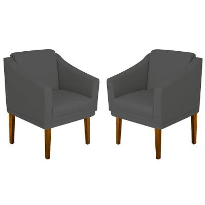 Kit 02 Poltrona Decorativa Gran Diego Dritex suede Cinza