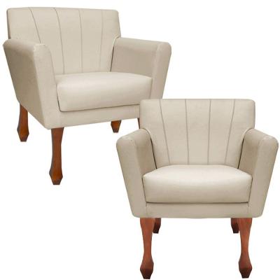 Kit Poltronas Decorativa Clinicas Iza Retro Dritex sintetico Bege