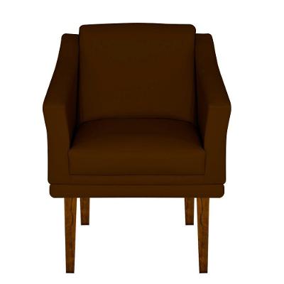 Poltrona Decorativa Gran Diego Pés Quadrados Dritex sintetico Marrom