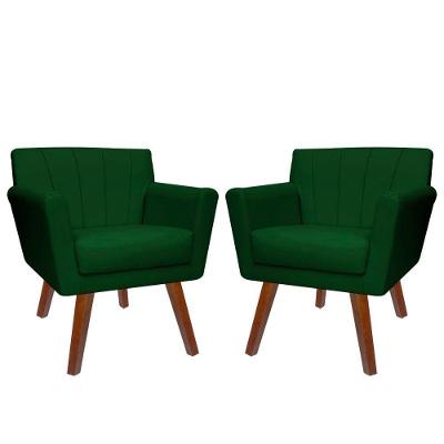 Kit 02 Poltronas Decorativa Clinicas Iza Dritex suede Verde