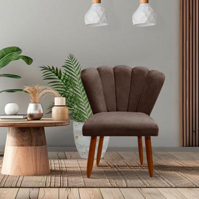 Poltrona Cadeira Pétala Penteadeira Dritex suede Marrom