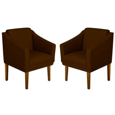 Kit 02 Poltrona Decorativa Gran Diego Dritex sintetico Marrom