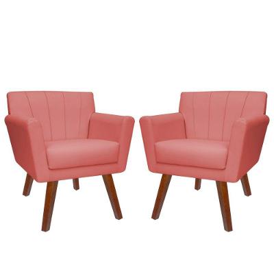 Kit 02 Poltronas Decorativa Clinicas Iza Dritex suede Rose