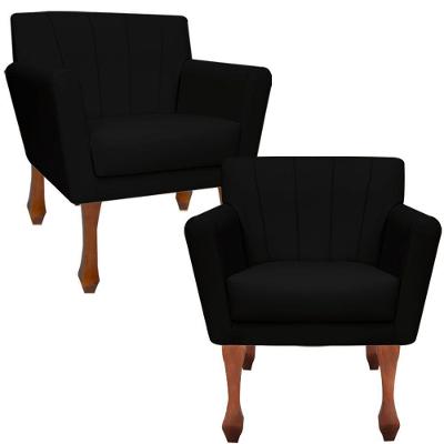 Kit Poltronas Decorativa Clinicas Iza Retro Dritex sintetico Preto