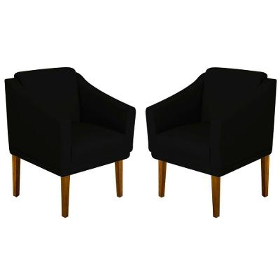 Kit 02 Poltrona Decorativa Gran Diego Dritex sintetico Preto