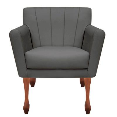 Poltrona Decorativa Clinicas Iza Retro Dritex suede Cinza