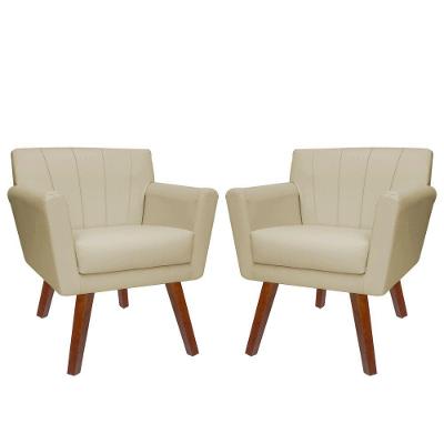 Kit 02 Poltronas Decorativa Clinicas Iza Dritex suede Bege