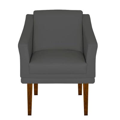 Poltrona Decorativa Gran Diego Pés Quadrados Dritex suede Cinza
