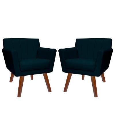 Kit 02 Poltronas Decorativa Clinicas Iza Dritex suede Azul