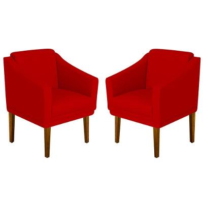 Kit 02 Poltrona Decorativa Gran Diego Dritex suede Vermelho